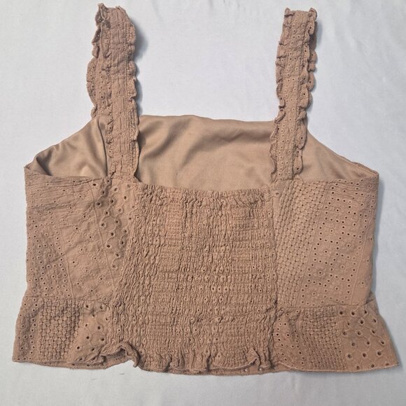 urban romantics brown cropped thin straps medium y2K summer eyelet lace fashion - Picture 2 of 3